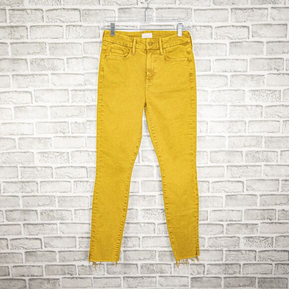 MOTHER Denim Looker Ankle Snippet Jeans Yellow Come out and Play Size 25 - Picture 1 of 12